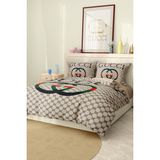 Marcalanya Nevresim Takımı Çift Kişilik Pamuklu Saten Kumaş 6 Parça 3D Dijital Baskı Duvet Cover Set Model No: - Krem - 200 x 220 cm
