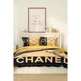 Marcalanya Nevresim Takımı Çift Kişilik Pamuklu Saten Kumaş 6 Parça 3D Dijital Baskı Duvet Cover Set Model No: - Sarı - 200 x 220 cm