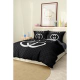 Marcalanya Nevresim Takımı Çift Kişilik Pamuklu Saten Kumaş 6 Parça 3D Dijital Baskı Duvet Cover Set Model No: - Siyah - 200 x 220 cm