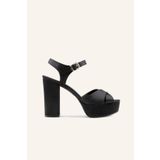 MARCATELLI Siyah Saten Lindon Platform Topuklu Sandalet