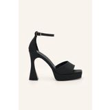 MARCATELLI Siyah Saten Stefano Platform Topuklu Sandalet