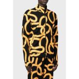 Marcelo Burlon Yılan Desenli Fermuarlı Cepli Dik Yaka Ceket Erkek CEKET CMBD007F22JER0011016 - Siyah - Turuncu - XL