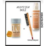 Marcham Hair Wax Stick 75 gr - Saç Sabitleyici Berberstıckwax Topuz Fırçası+Keratin Sütü