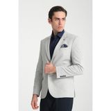 Marcio Erkek A.gri Pamuk Karışımlı Esneyen Kumaş Mono Yaka Slim Fit Spor Blazer Ceket - Açık Gri - 52