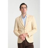 Marcio Erkek Bej Pamuk Karışımlı Esneyen Kumaş Mono Yaka Slim Fit Spor Blazer Ceket - 54