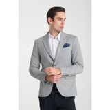 Marcio Erkek Gri Pamuk Karışımlı Esneyen Kumaş Mono Yaka Slim Fit Spor Blazer Ceket - 52