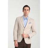 Marcio Erkek Vizon Pamuk Karışımlı Esneyen Kumaş Mono Yaka Slim Fit Spor Blazer Ceket - 56