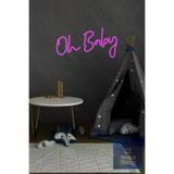 Marco Fresco OHBABYPEM001 Oh Baby Yazılı Pembe Neon Led Tabela – 53X28 Cm Şeffaf Pleksi Dekoratif Aydınlatma