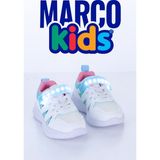 Marco Kids Kız Çocuk Cırtları Işıklı Fileli Spor Ayakkabı 26Y905 - Beyaz