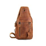 Marco Lucci Gerçek Deri Erkek Omuz Çantası, Kahverengi Vintage Sling Bag | Çapraz Askılı, Çok Bölmeli, Fermuarlı Cep, Ayarlanabilir Askı, Retro Görünüm