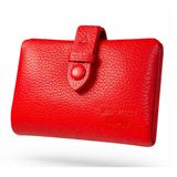 Marco Lucci Kırmızı Deri Kadın Cüzdan, Hakiki Deri, Fermuarlı Bölümlü, 12-15 Kart Kapasiteli, Çıtçıt Kapamalı, Minimalist Kırmızı Cüzdan 9 cm x 12 cm (Kırmızı)