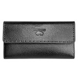 Marco Lucci Siyah Deri Kadın Cüzdan, Hakiki Deri, Fermuarlı Bölümlü, 15-17 Kart Kapasiteli, Çıtçıt Kapamalı, Cep telefonu için uygun, Minimalist Black Wallet