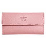 Marco Lucci Siyah Deri Kadın Cüzdan, Hakiki Deri, Fermuarlı Bölümlü, Minimalist Powder Pink Wallet (Pudra Pembe)