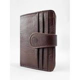 Marco Lucci Unisex Hakiki Dana Derisi Cüzdan, Çıtçıtlı Kapama, 15-17 Kart Kapasiteli, 9x11 cm, Minimal Tasarım, (Kahverengi)