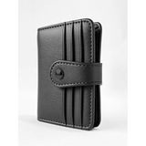 Marco Lucci Unisex Hakiki Dana Derisi Cüzdan, Çıtçıtlı Kapama, 15-17 Kart Kapasiteli, 9x11 cm, Minimal Tasarım, (Siyah)
