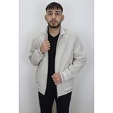 Marco Muratti Fistan Store Erkek Hakim Yaka Spor Kesim Rahat Kalıp Fermuar Kapamalı Yazlık Keten Mont - 2XL - Bej