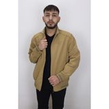 Marco Muratti Fistan Store Erkek Hakim Yaka Spor Kesim Rahat Kalıp Fermuar Kapamalı Yazlık Keten Mont - 3XL - Camel
