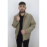 Marco Muratti Fistan Store Erkek Hakim Yaka Spor Kesim Rahat Kalıp Fermuar Kapamalı Yazlık Keten Mont - Koyu Bej - 3XL
