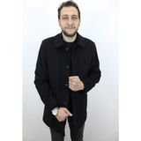 Marco Muratti Fistan Store Erkek Lacivert Rahat Kesim Düğme Kapamalı Kışlık Kaşmir Kaban - Siyah - 56