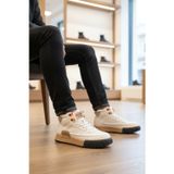 Marcomen Beyaz Hakiki Deri Bağcıklı Kaymaz Tabanlı Erkek Bilek Boy Sneaker Bot 152-18111