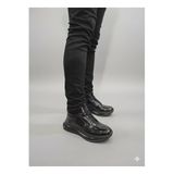 Marcomen Lastik Bağcıklı Nokta Lazer Baskılı Köpük Taban Erkek Sneaker Ayakkabı 22053 - Siyah Rugan - 45