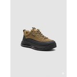 Marcomen Lastik Bağlı Hava Köpük Düz Taban Hakiki Deri Erkek Sneaker Ayakkabı 22114 - Siyah - Haki