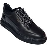 Marcomen Rugan Parçalı Model Hakiki Deri Kalın Köpük Taban Erkek Sneaker Ayakkabı 19380 - Siyah