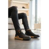 Marcomen Siyah Hakiki Deri Bağcıklı Kaymaz Tabanlı Erkek Bilek Boy Sneaker Bot 152-18111