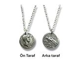 Marcus Aurelius Figürlü Roma Para (Sikke) Kolye – Çift Taraflı – 1 Adet – 60 Cm Zincirli Metal Kolye