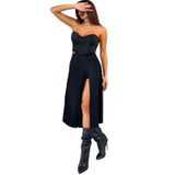 MARE BOUTIQUE Full Likralı Dar Kesim Krep Kumaş Içi Şortlu Yanı Yırtmaçlı Siyah Uzun Etek Siyah 36