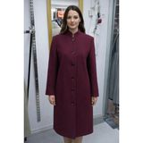 Mare Butik Düğmeli Uzun Kaban Bordo - Standart