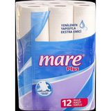 Mare Plus 12 Rulo Kağıt Havlu 2 Katlı Kokusuz Ultra Emici Paket - Beyaz