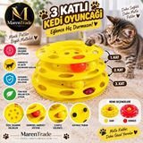 Maren Trade 3 Katlı Kedi Oyuncağı Toplu – Zeka Geliştirici Hareketli Kedi Oyuncak Kulesi - Sarı