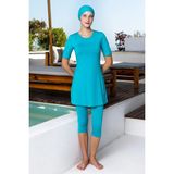 Maresiva Walt Likralı Kısa Kollu Battal Tesettür Mayo 2606-P - Mürdüm - 4XL