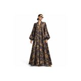 Marever Fashion Mor Gold Brokar Uzun Kaftan – Balon Kol, Hakim Yaka, Maxi Boy Şık Abiye Kaftan
