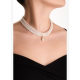 Margaret 18 Ayar Sarı Altın Kaplama 42 Cm Gümüş İnci Gerdanlık