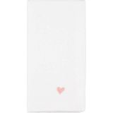 Mariaida Home Love Pembe Kalp Nakışlı Beyaz Keten Servis Peçetesi - Standart
