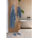 MARİBOR Indigo - Erkek Bambu Bornoz Seti - 3 Parça