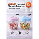 Maridet 2'li Büyük Boy İpli El Rondosu 5 Çelik Bıçaklı Sebze Meyve Et Soğan Keskin Bıçaklı Extra Dayanıklı