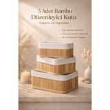 Maridet 3’lü Bambu Düzenleyici Hasır Sepet | Dekoratif Ev Banyo Saklama ve Organizer Kutusu