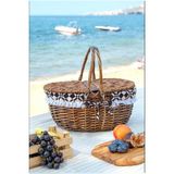 Marilena - Hasır Kapaklı Kulplu Naturel Piknik Sepeti - LW23-323