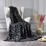 Marilyn Home Tek Kişilik Pamuklu Scotch Battaniye - Leopar - Gri - 150 x 200 cm