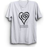 Marilyn Manson, Heart Logo, Rock Metal Müzik Grubu Baskılı, Unisex, %100 Pamuk Tişört - 10 - 11 Yaş - Beyaz