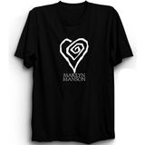 Marilyn Manson, Heart Logo, Rock Metal Müzik Grubu Baskılı, Unisex, %100 Pamuk Tişört - 5XL - Siyah