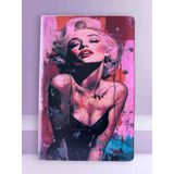 Marilyn Monroe Temalı Özel Tasarım Kapaklı Çizgili Defter – 80 Yaprak Ajanda / Günlük
