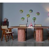 Marin - Pembe Traverten Yemek Masası- 180*90- Papatya Model Ayaklı