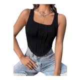 Marin Star Çizgili Kare Yaka Kolsuz Likralı Yazlık Siyah Crop Top, Kare Yaka Esnek Siyah Yazlık Kısa Bluz Üst