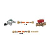 Marin Tekne Yat ve Karavan Tipi Tüpgaz LPG Kiti - ISO 10239 Standardı 30 mbar Dedantör, Çift Hortum ve Vana Seti (65cm