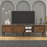 Marin Tv Ünitesi Tv Sehpası 180 cm Çizgi desenli , Raflı , Ceviz