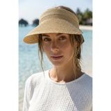 Marina Arkası Lastikli Camel Hasır Vizör Şapka HSR2603-3 - Standart - Krem